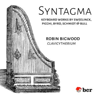 Syntagma product image, showing engraving of clavicytherium from Praetorius's Syntagma Musicum